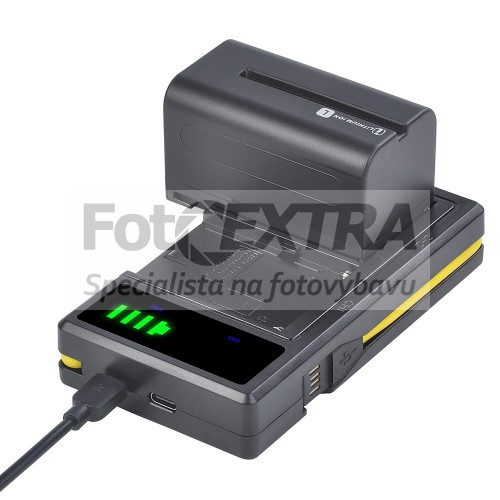 Duální USB nabíječka baterií Sony řady L a M s displejem pro Sony NP-F970/NP-F770/NP-F570/NP-FM500H (náhrada Sony BC-V615/BC-VM50)