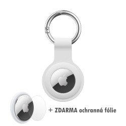 AirTag Silicone Case silikonové pouzdro/klíčenka na Apple AirTag s karabinou bílá